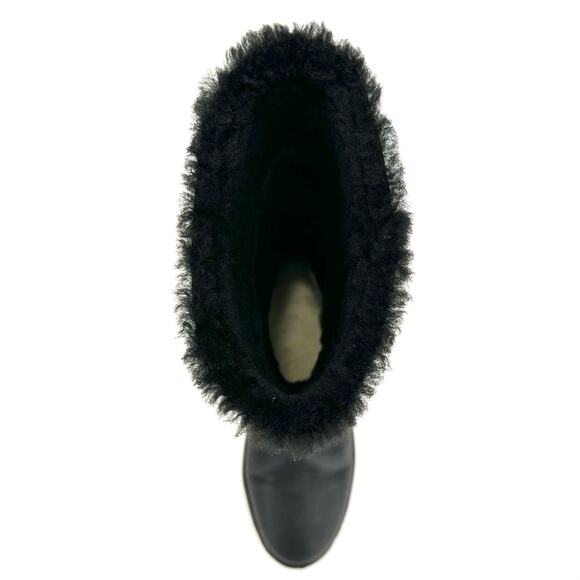 Dival Italy Elisa Black Winter Boot Sz 8 Leather Wool Lining Low Wedge Mid-Calf - Picture 6 of 15